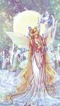  adult artist_request bare_shoulders bishoujo_senshi_sailor_moon blonde_hair breasts cleavage closed_eyes crown crystal double_bun dress facial_mark forehead_mark full_moon ice long_hair miryusaykaz moon neo_queen_serenity princess_serenity solo sparkle staff tiara tsukino_usagi twintails very_long_hair water white_dress wings 
