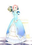  dress earrings estellise_sidos_heurassein frown green_eyes highres jewelry kururi_(pixiv2432322) pink_hair princess short_hair tales_of_(series) tales_of_vesperia vase 