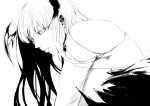  1girl bad_id bat_wings capcom head_wings lips long_hair monochrome morrigan_aensland s_tanly solo transparent_background vampire_(game) wings 