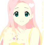  butterfly dress fluttershy green_eyes hair_ornament heart heart_hands idylliccommotion k-on! kotobuki_tsumugi long_hair looking_at_viewer miraclenight my_little_pony my_little_pony:_friendship_is_magic my_little_pony_friendship_is_magic personification pink_hair smile tattoo 