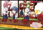  blonde_hair blue_hair blush_stickers bowl charlotte_(madoka_magica) drill_hair eating grief_seed hair_ornament hair_ribbon hairclip headless japanese_clothes kaname_madoka long_hair mahou_shoujo_madoka_magica mami_mogu_mogu miki_sayaka pink_hair ponytail red_hair redhead ribbon sakura_kyouko short_hair short_twintails soul_gem spoilers t_tuzuri tears tomoe_mami tray twin_drills twintails waitress 