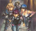  black_hair blonde_hair blue_eyes expressionless full_metal_panic! gloves helmet kurz_weber melissa_mao purple_hair sagara_sousuke scar shikidouji smile wink 