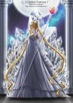  bare_shoulders bishoujo_senshi_sailor_moon blonde_hair crystal double_bun dress eternal_tiare long_hair moon night princess princess_serenity scepter shainea sky solo star_(sky) starry_sky tiara tsukino_usagi twintails 