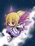 blonde_hair blue_eyes boots chibi coat colette_brunel gloves long_hair mimiga_(pixiv1041604) pantyhose running smile solo tales_of_(series) tales_of_symphonia white_gloves wings 
