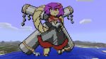  dress highres minecraft onbashira pixel_art purple_hair screencap shide shimenawa short_hair touhou touhou_ningyougeki touhoumon yasaka_kanako 