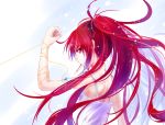  arm_up azmodan bow camisole chain chains food long_hair mahou_shoujo_madoka_magica mouth_hold pocky ponytail profile red_eyes red_hair redhead sakura_kyouko solo 