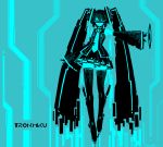  disney hatsune_miku highres kazeco long_hair necktie neon_trim parody skirt solo style_parody thigh-highs thighhighs tron twintails very_long_hair vocaloid weapon 