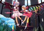  2girls candle flandre_scarlet hat remilia_scarlet touhou wings 