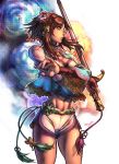  artist_request brown_eyes brown_hair chai_xianghua choker eon_forgery flower hair_ornament jewelry midriff short_hair shorts side signature solo soul_calibur soul_calibur_iv soulcalibur soulcalibur_iv sword weapon xianghua 