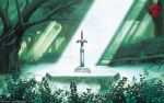  a_link_to_the_past highres master_sword nature no_humans official_art pedestal scenery sunbeam sunlight sword the_legend_of_zelda tree wallpaper weapon 