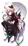  bat_wings blonde_hair bracelet butterfly character_request copyright_request cross crucifix gloves jewelry kyousuke_(pixiv537612) orange_eyes solo source_request umbrella wings 