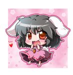  :3 animal_ears black_hair blush bunny_ears bunny_tail carrot chibi dress heart inaba_tewi jewelry necklace noai_nioshi open_mouth pendant pink_dress red_eyes short_hair smile solo star tail touhou 