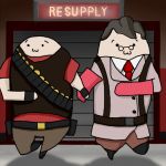  :3 black_hair chibi glasses tagme team_fortress_2 the_heavy the_medic 