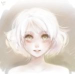  bust emily_(meago) face green_eyes meago original pale_color pale_colors short_hair signature solo white_hair 