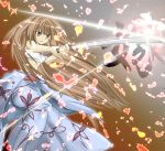  bandage bandages brown_eyes brown_hair japanese_clothes kimono long_hair nadir seto_no_hanayome seto_san seto_sun sword weapon 