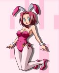  between_breasts breasts bunny_ears bunnysuit chiki_(artist) cleavage code_geass high_heels kallen_stadtfeld pantyhose pink_pantyhose rabbit_ears shoes solo 