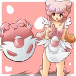  1girl apron blissey egg gradient_hair kneeling long_hair lowres moemon multicolored_hair naked_apron personification pink_hair pokemon pokemon_(creature) pokemon_(game) pokemon_gsc tenjou_ryuka 