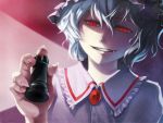  chess face fangs grin hands plus-kitsch red_eyes remilia_scarlet short_hair slit_pupils smile solo touhou 