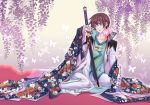  aqua_eyes asbel_lhant bell brown_hair flower male solo sword tales_of_(series) tales_of_graces weapon yuki_(port_fairy) 