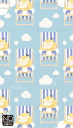  animal_focus beak bird chair clouds deck_chair duck folding_chair highres innertube meme_(sleepsheep) no_humans pokemon pokemon_(creature) pokemon_focus psyduck sitting swim_ring 