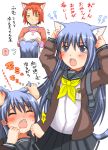  blue_eyes blue_hair blush cat_ears cat_tail closed_eyes fangs hair_ornament hairclip long_hair original red_hair redhead school_uniform shiina_you_(tomoshibi) short_hair siblings skirt tail tears tomo_shibi yellow_eyes 