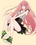  aqua_eyes bad_id long_hair mayumika megurine_luka panties pink_hair shoes skirt smile solo underwear very_long_hair vocaloid 