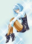  blue_hair gyakuten_saiban karuma_mei pantyhose short_hair skirt solo 