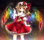  blonde_hair bow colored_pencil_(medium) flandre_scarlet hat highres marker_(medium) rainbow_order red_eyes side_ponytail solo touhou traditional_media wings wiriam07 