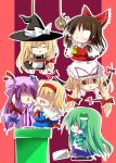  alice_margatroid chibi gap hakurei_reimu kirisame_marisa kochiya_sanae patchouli_knowledge sen_(astronomy) touhou warp_pipe yakumo_yukari 