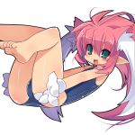  aqua_eyes barefoot cat_ears extra_ears feet gloves long_hair one-piece_swimsuit pink_hair pointy_ears smile solo swimsuit zankuro 