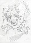  bad_id drill_hair foreshortening from_above komo_sama komori_takahiro monochrome open_mouth pacifica_casull perspective rom_above scrapped_princess sketch smile 