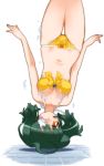  green_hair headstand highres konami official_art orange_eyes otomedius solo swimsuit tita_nium underwater upside-down yoshizaki_mine 