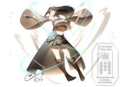  1girl black_hair boots chest_harness crop_top detached_sleeves final_fantasy final_fantasy_vii final_fantasy_vii_remake final_fantasy_vii_revelation fingerless_gloves gloves harness high-low_skirt highres long_hair low-tied_long_hair miniskirt official_alternate_costume outstretched_arms red_boots simple_background skirt solo tifa_lockhart tifa_lockhart_(black_mage) tsu-an waist_cape 