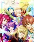  5boys asbel_lhant blonde_hair blue_eyes blue_hair brown_eyes brown_hair cheria_barnes glasses highres hubert_ozwell lambda malik_caesars multicolored_hair multiple_boys multiple_girls pascal pink_hair purple_eyes purple_hair red_hair redhead richard_(tales_of_graces) sophie_(tales_of_graces) takamizawa_takumi tales_of_(series) tales_of_graces twintails two-tone_hair two_side_up v violet_eyes white_hair wink yellow_eyes 