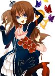  blue_eyes brown_hair butterfly crown dress smile umineko_no_naku_koro_ni ushiromiya_maria ushiromiya_rosa 