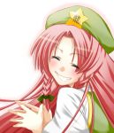  blush braid china_dress chinese_clothes closed_eyes dress happy hat hong_meiling long_hair red_hair redhead smile touhou twin_braids 