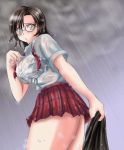  alluring blush glasses kazama_asuka namco school_uniform tekken tekken_5_(dark_resurrection) wet 