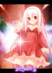  bare_shoulders dress flat_chest hair_ribbon highres lens_flare loli pixiv pixiv_fantasia pixiv_fantasia_4 red_eyes ribbon thighhighs white_hair 