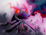  akatsuki_chota banette ghost glowing glowing_eyes no_humans open_mouth pokemon pokemon_(creature) purple red_eyes smoke solo 