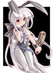   animal_ears bottle rabbit_ears bunnysuit silver_hair vocaloid yowane_haku  