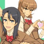  black_hair blush brown_hair mamelove maria_holic miyamae_kanako multiple_girls oekaki school_uniform short_hair tsutsui_honoka 