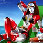  bikini brown_hair drink great_mazinger lipstick mazinger_angels mazinger_z mecha no_humans robot_girl venus_a 