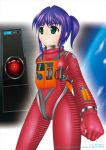  2001_a_space_odyssey 60s computer dave_bowman earth genderswap gloves green_eyes hal_9000 oekaki oldschool ponytail purple_hair science_fiction spacesuit yuu_kamisiro 