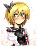  1girl black_dress blonde_hair blush bust butterfly_hair_ornament dress face hair_ornament hairband harusame_(unmei_no_ikasumi) lunasa_prismriver no_hat no_headwear ribbon shirt short_hair sketch solo touhou yellow_eyes 