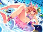  :p afloat ahoge animal animal_ears anklet barefoot bikini bird blonde_hair blush bracelet cat cat_ears dutch_angle feet hair_ornament hairclip hairpins jewelry original penguin pool purple_eyes ribbon riv short_hair side-tie_bikini smile soles solo swimsuit tongue violet_eyes water water_float water_gun wet wink 