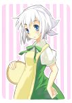  absurdres apron blue_eyes bust hand_on_hip head_scarf headscarf highres konpaku_youmu no_nose short_hair silver_hair sketch solo touhou tray ut_pictura_poesis waitress 