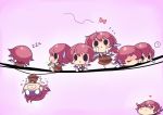  ? animal_ears blush blush_stickers brown_dress butterfly chibi dress ear_piercing eating flapping heart multiple_persona mystia_lorelei on_stomach open_mouth piercing pink_hair power_lines reaching short_hair sitting sleeping standing_on_one_leg tears touhou upside-down wings yetworldview_kaze z 