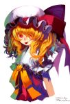  absurdres ascot blonde_hair bow flandre_scarlet hair_over_one_eye hat highres kansou_samehada kei_t_sr red_eyes tongue touhou 