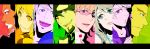  6+boys antonio_lopez barnaby_brooks_jr blonde_hair blue_eyes blue_jacket bomber_jacket brown_eyes brown_hair bruce_lee&#039;s_jumpsuit bruce_lee's_jumpsuit cabbie_hat column_lineup dark_skin everyone fur_trim glasses green_eyes hat highres huang_baoling ivan_karelin jacket jewelry kaburagi_t_kotetsu karina_lyle keith_goodman letterboxed letterman_jacket lipstick makeup male multiple_boys multiple_girls muted_color muted_colors nathan_seymour necklace necktie nikami_jin pink_eyes pink_hair purple_eyes purple_jacket short_hair tiger_&amp;_bunny vest violet_eyes waistcoat 