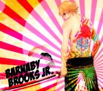  barnaby_brooks_jr blonde_hair bunny dangomushi flower from_behid glasses katana male rabbit solo sword tattoo tiger_&amp;_bunny topless weapon 